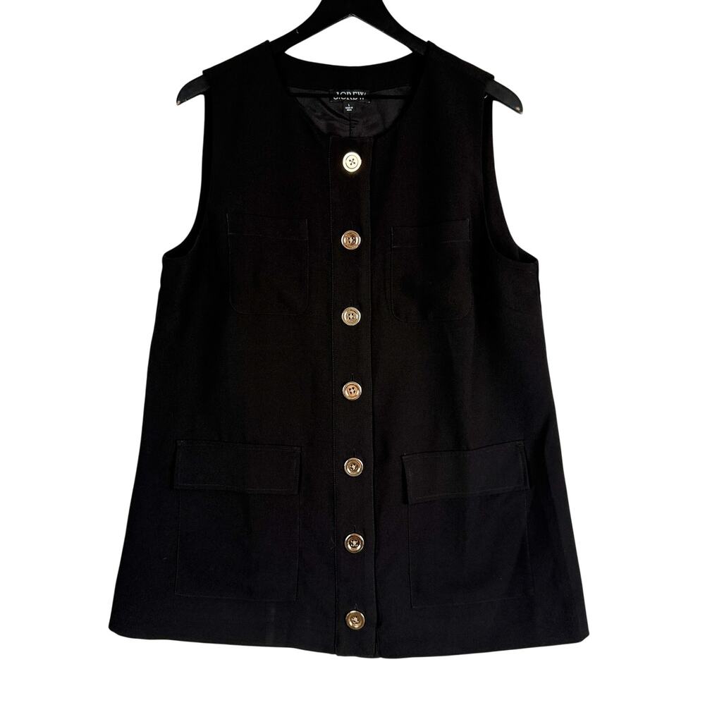 J.Crew Tunic Shift Mini Dress Black Crepe - L